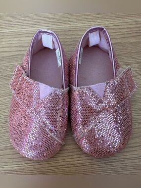 First Steps Pink Glitter Hook & Loop Slip On Shoes 6/9 Months Baby Shoes Cute